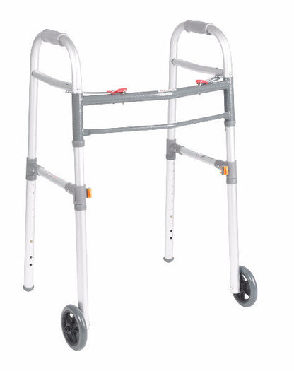 Drive Medical Two Button Folding Universal Walker with 5" Wheels