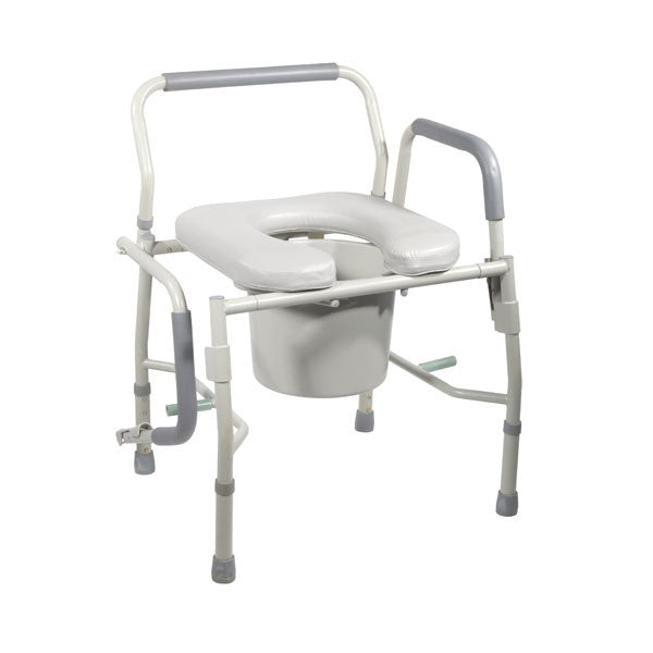 Drive Medical Steel Drop Arm Bedside Commode with Padded Seat and Arms