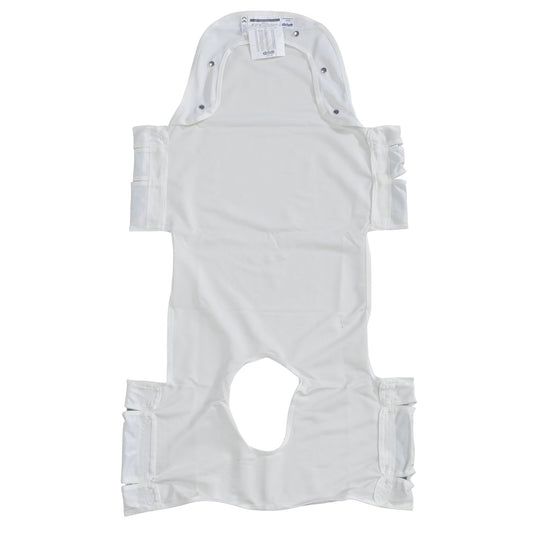 Patient Lift Sling with Head Support and Insert Pocket with Commode Opening