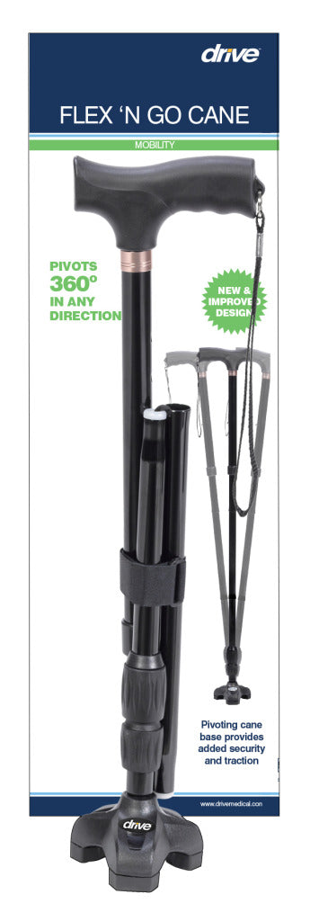 Flex N Go Adjustable Folding Cane with T Handle By Drive Medical