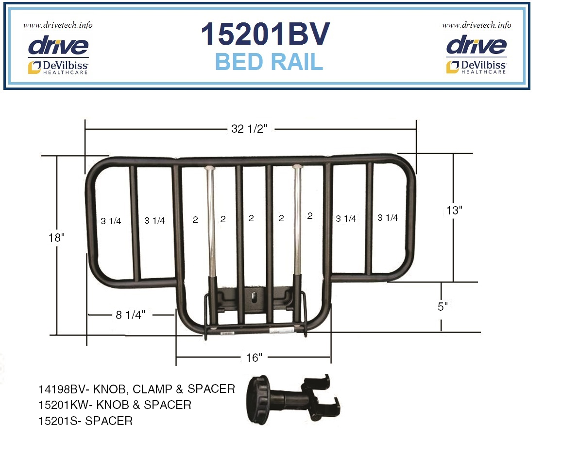 Drive Medical Half Bed Rail 15201BV Replacement Parts