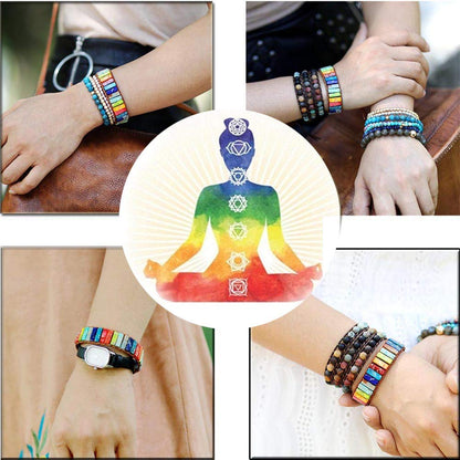 Fashion Gemstone Handmade Bracelets Jewelry Multicolor Yoga Friendship Boho Leather Bracelets