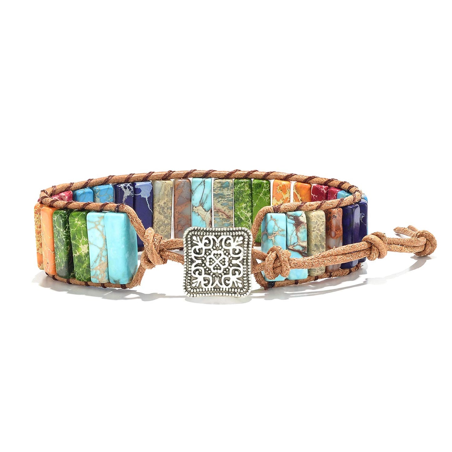 Fashion Gemstone Handmade Bracelets Jewelry Multicolor Yoga Friendship Boho Leather Bracelets