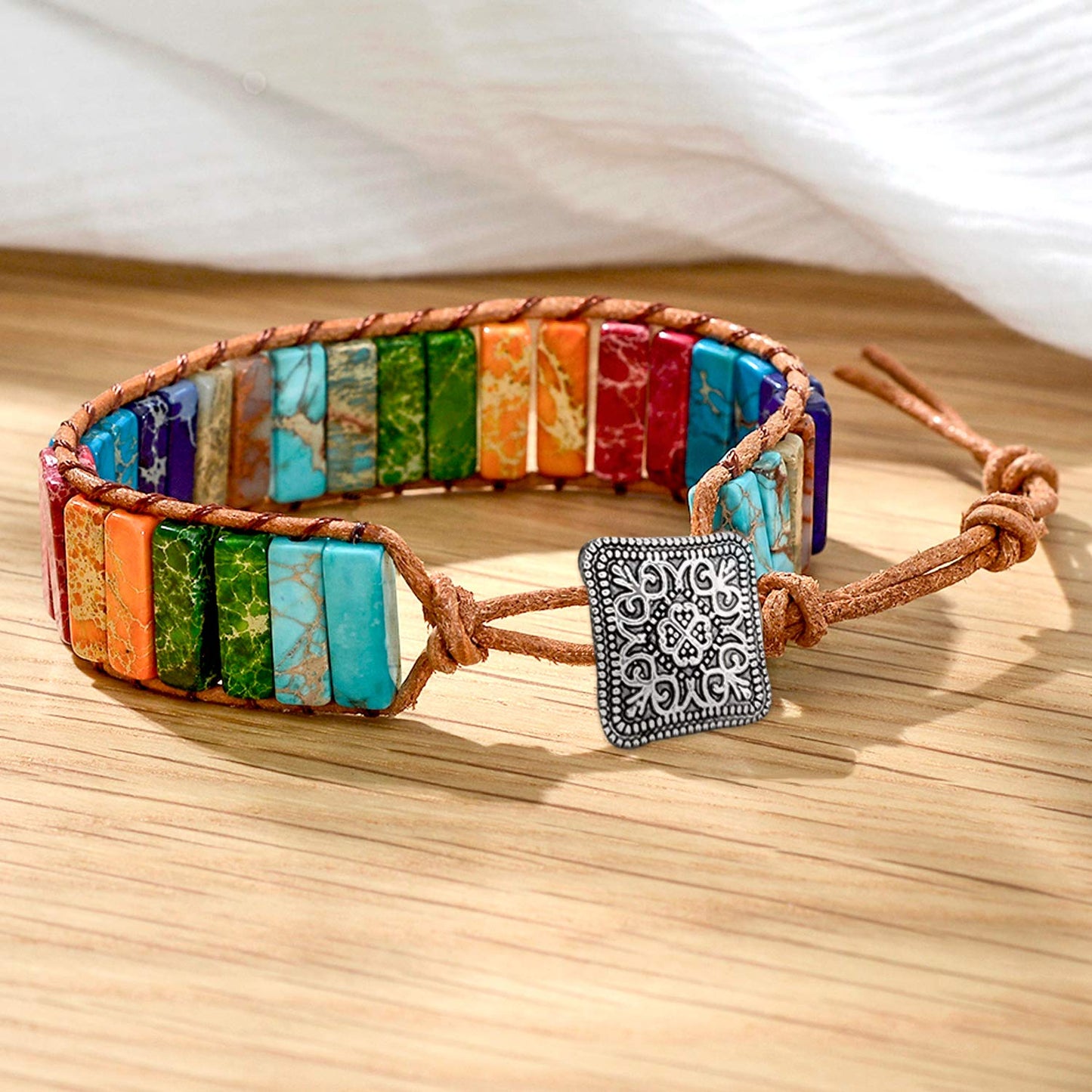 Fashion Gemstone Handmade Bracelets Jewelry Multicolor Yoga Friendship Boho Leather Bracelets