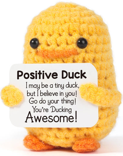 MBL Inspirational Crochet Positive Duck – Handmade Mental Health Emotional Cheer Up Support Encouragement Funny Gifts for Women Birthday Christmas Stocking Stuffer White Elephant, Pickle Potato Duck