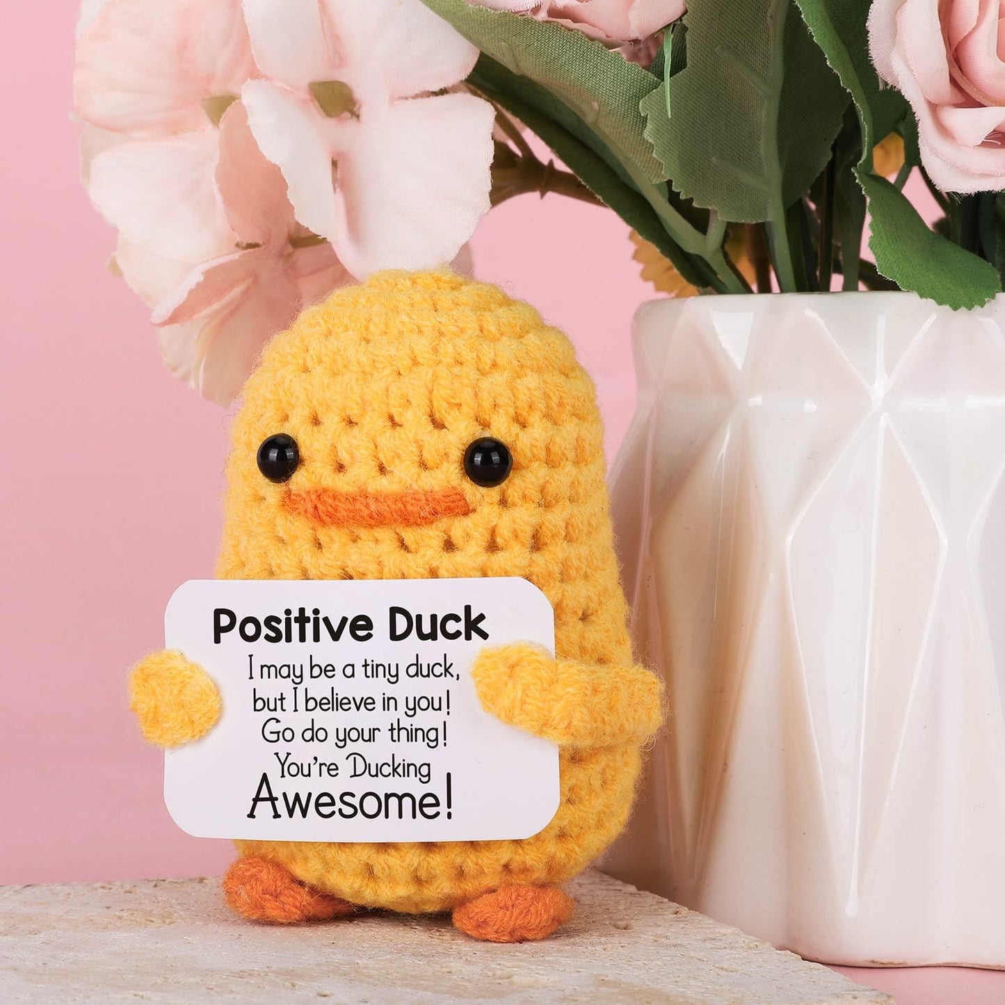 MBL Inspirational Crochet Positive Duck – Handmade Mental Health Emotional Cheer Up Support Encouragement Funny Gifts for Women Birthday Christmas Stocking Stuffer White Elephant, Pickle Potato Duck