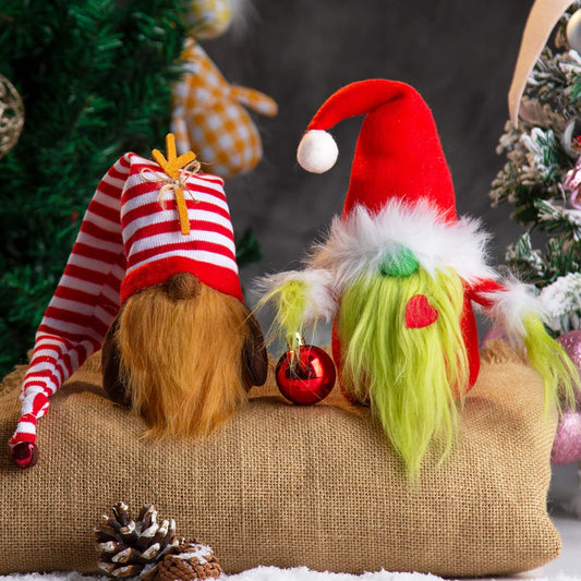 BWFY Christmas Gnomes Decorations 2-Pack Handmade Swedish Tomte Plush Gnomes Scandinavian Santa Elf Christmas Table Tiered Tray Ornament Christmas Decor Gifts