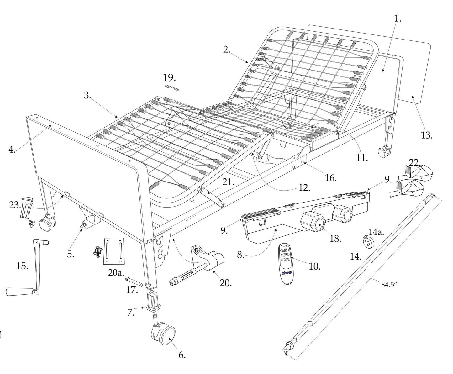 Delta™ Ultra- Light 1000 Semi-Electric Bed Replacement Parts