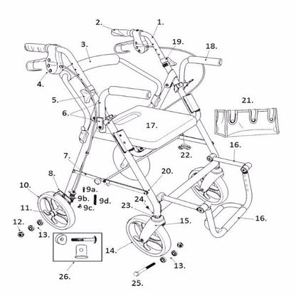 Parts For Drive Medical Duet Rollator/Transport Chair