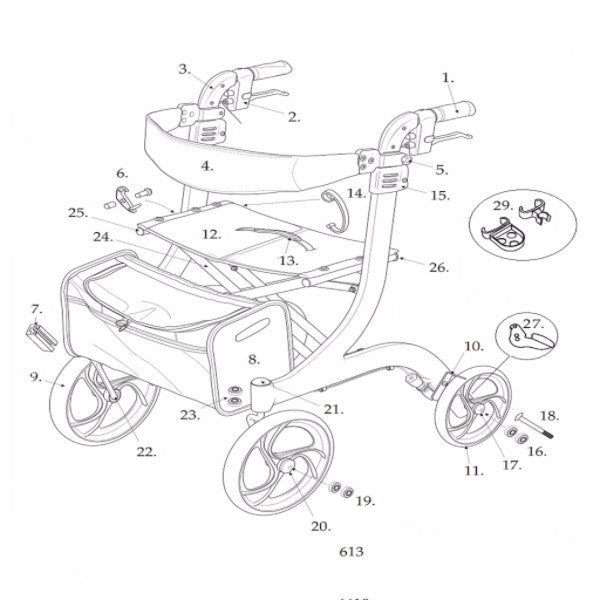 Nitro Aluminum Rollator, 10" Casters Replacement Parts