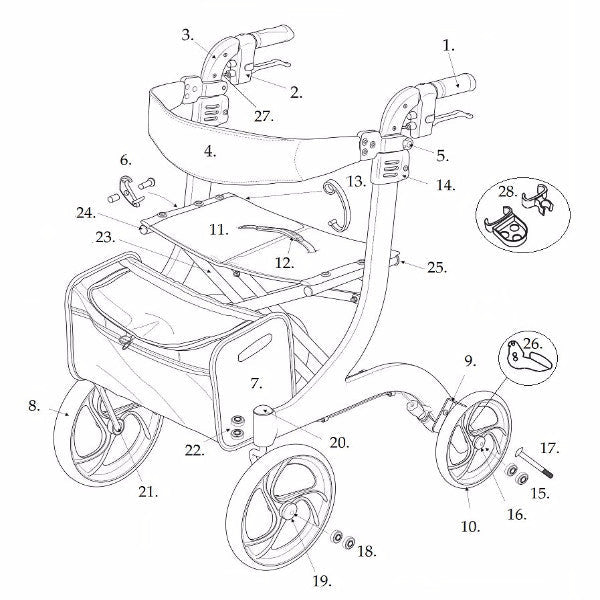 Parts For Nitro Tall Aluminum Rollator