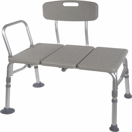 Drive Medical Plastic Tub Transfer Bench with Adjustable Backrest