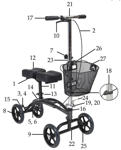 Steerable Knee Walker Replacement Parts