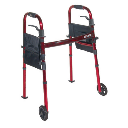 Drive Medical Deluxe Folding Travel Walker with 5" Wheels