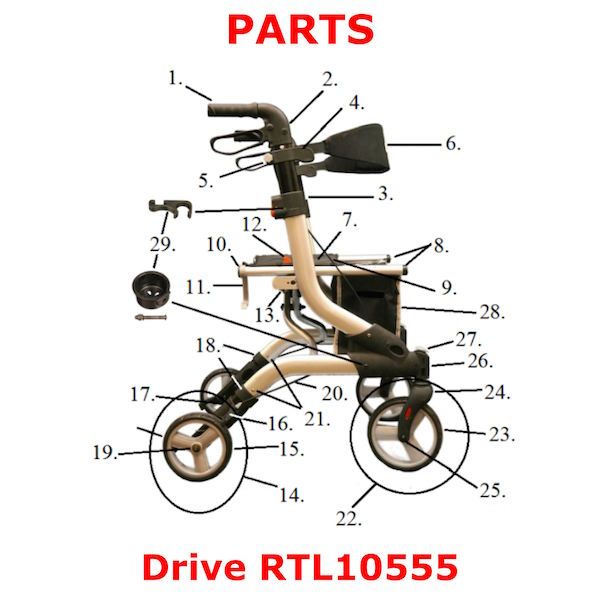 PARTS FOR - Drive RTL10555 (Q-01200, Q-15400) Walker Rollator